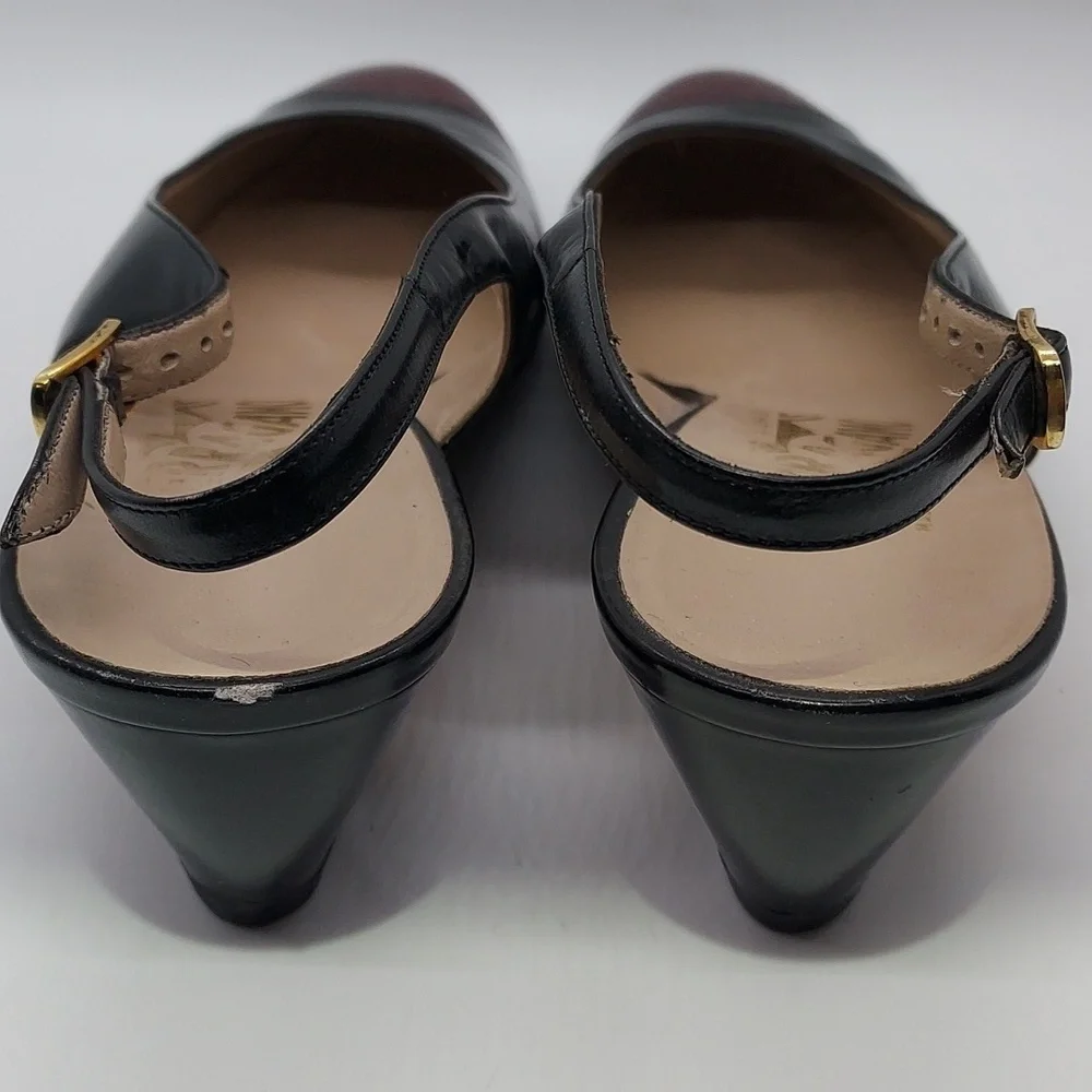 Ferragamo Slingback Kitten Heel‎ Womens Shoes Size 7